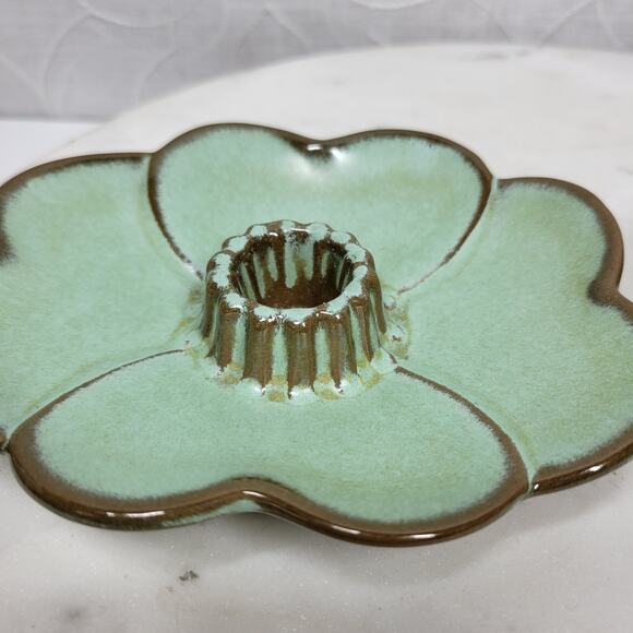 VTG Frankoma Dogwood Blossom Candlestick Holders 5" Green‎ Tapered Candle 300 - Picture 14 of 16